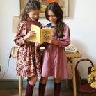 Handsmock Dress in Burgundy Cashmere Print by Bonjour