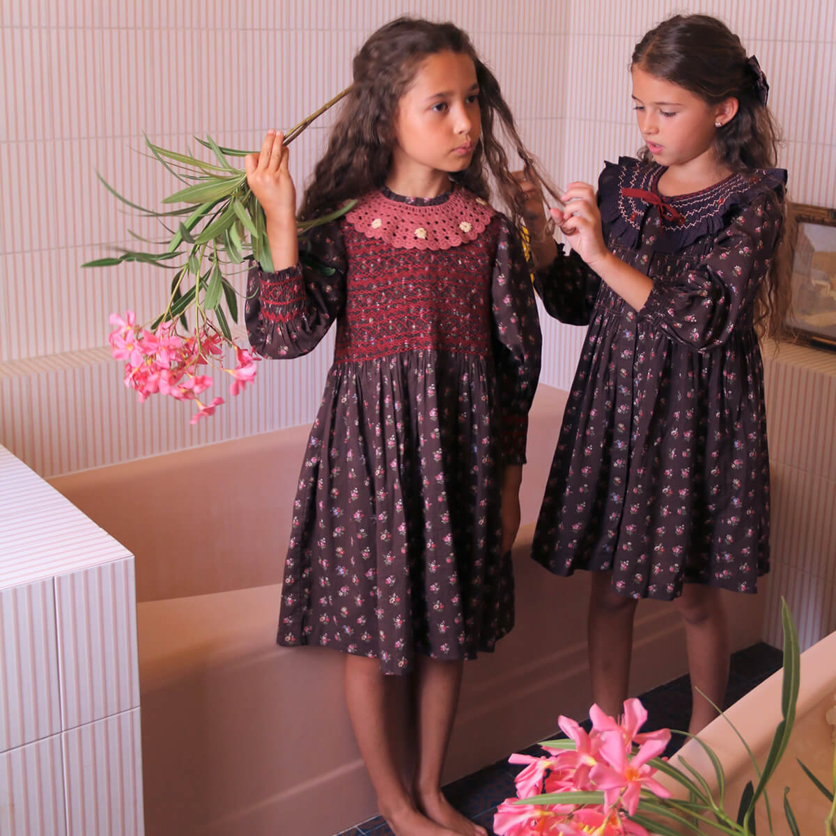 Bonjour Handsmock Dress in Little Bouquet – Junior Edition