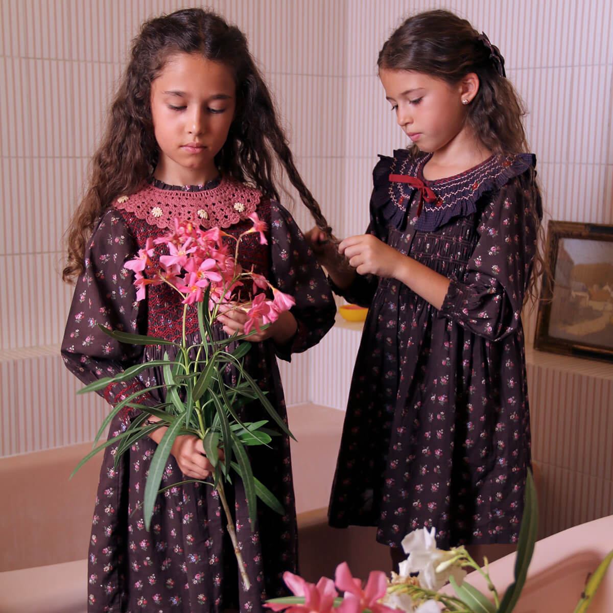 Bonjour Handsmock Dress in Little Bouquet – Junior Edition
