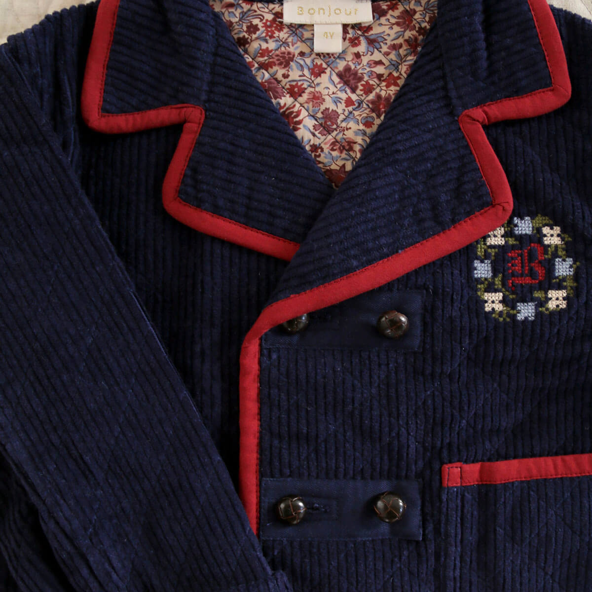 Quilted Jacket in Navy Corduroy by Bonjour