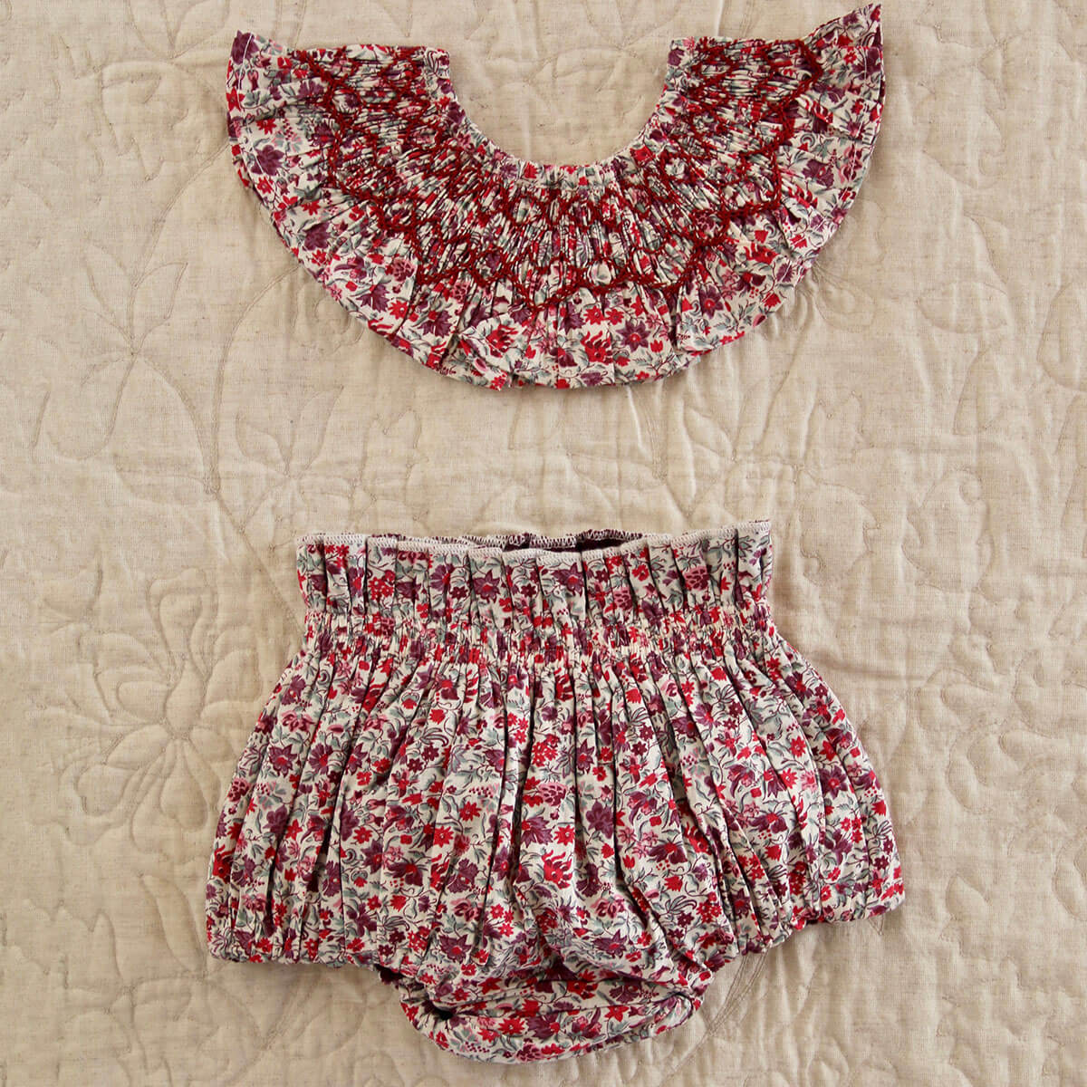 Reversible Baby Bloomers & Collar in Flower Fields by Bonjour