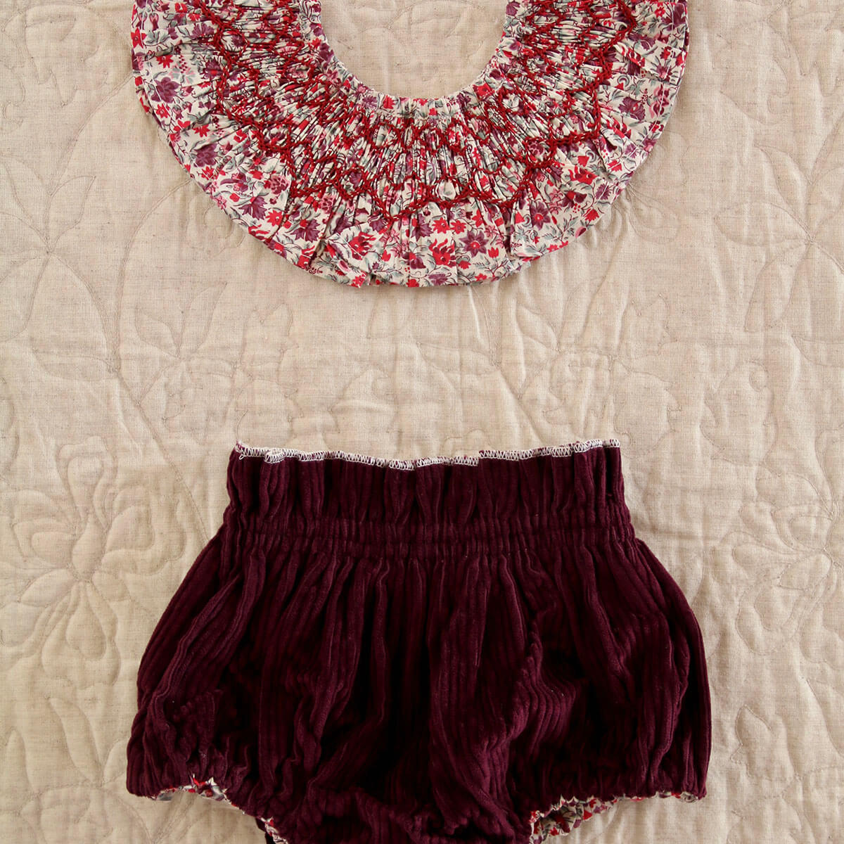 Reversible Baby Bloomers & Collar in Flower Fields by Bonjour