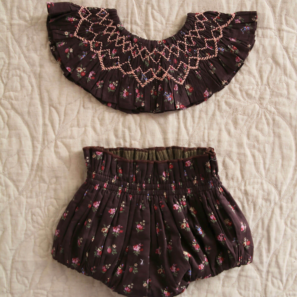 Reversible Baby Bloomers & Collar in Little Bouquet by Bonjour