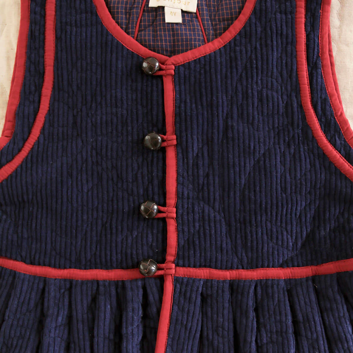 Sleeveless Jacket in Navy Corduroy by Bonjour