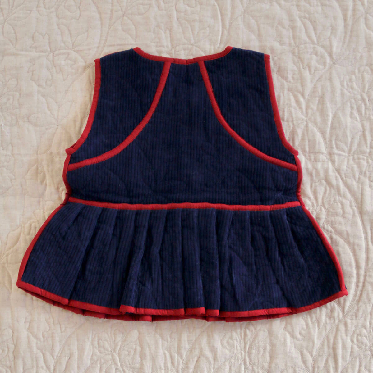 Sleeveless Jacket in Navy Corduroy by Bonjour