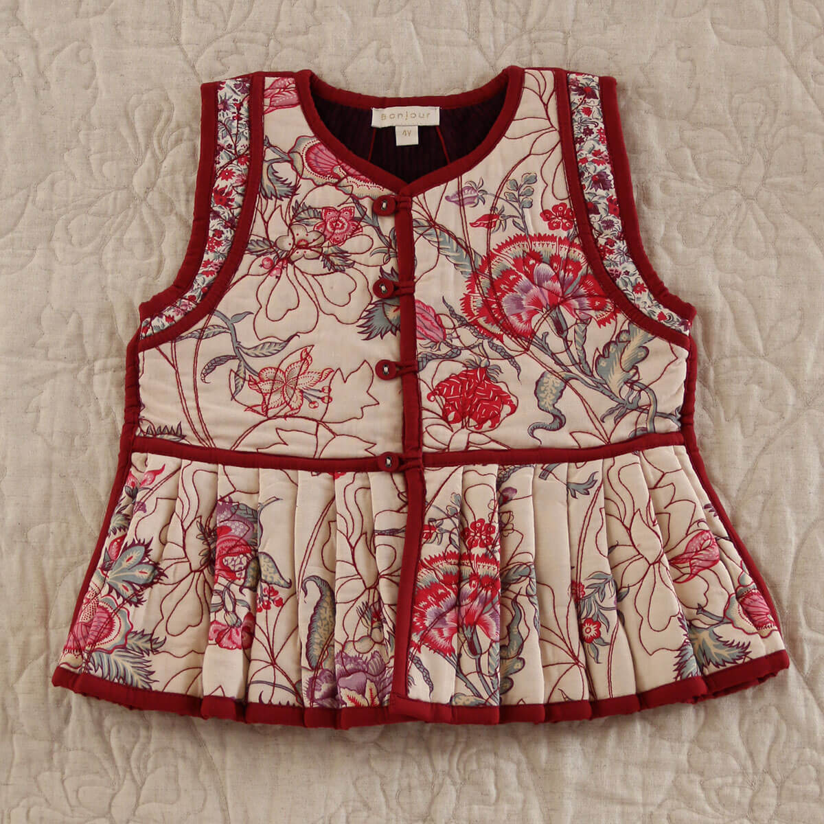 Sleeveless Jacket in Vence Floral by Bonjour