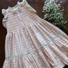 EXCLUSIVE Long Ibiza Dress in Pink Vichy by Bonjour