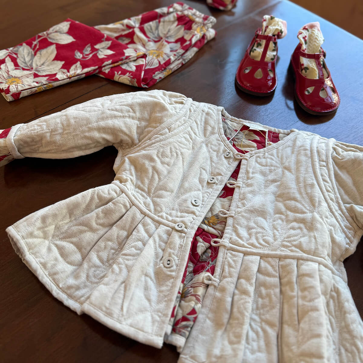 EXCLUSIVE Reversible Quilted Jacket in Gaughin Flowers Print by Bonjour