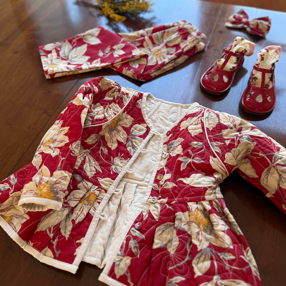 EXCLUSIVE Reversible Quilted Jacket in Gaughin Flowers Print by Bonjour