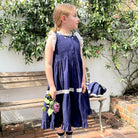 EXCLUSIVE Long Ibiza Dress in Navy Check by Bonjour