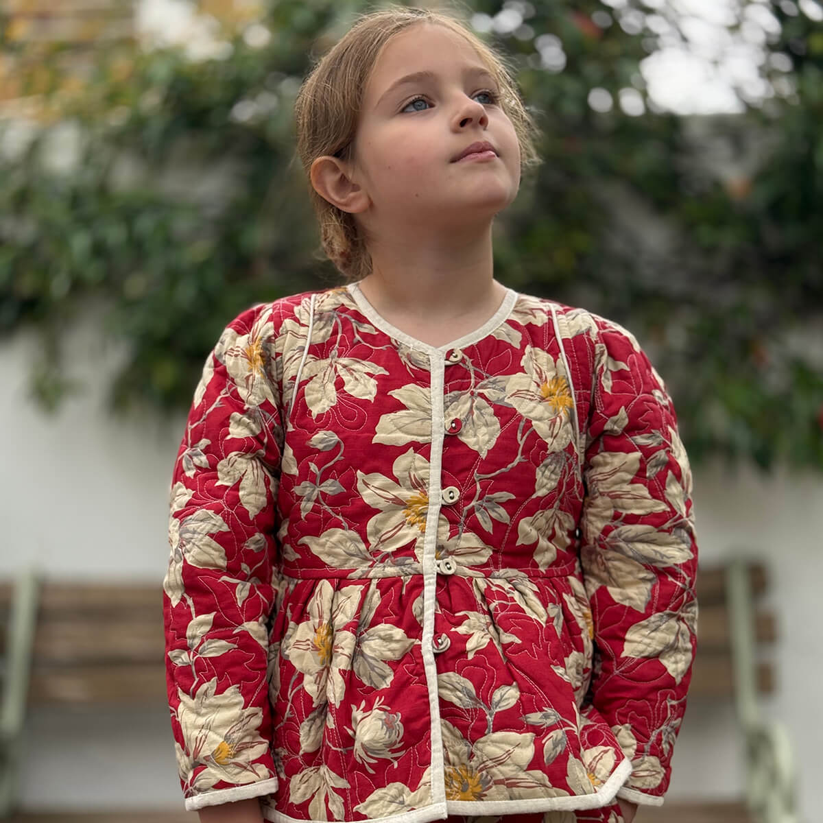 EXCLUSIVE Reversible Quilted Jacket in Gaughin Flowers Print by Bonjour