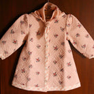 Dress Coat With Scarf in Pink Garden Flowers Print Denim by Bonjour
