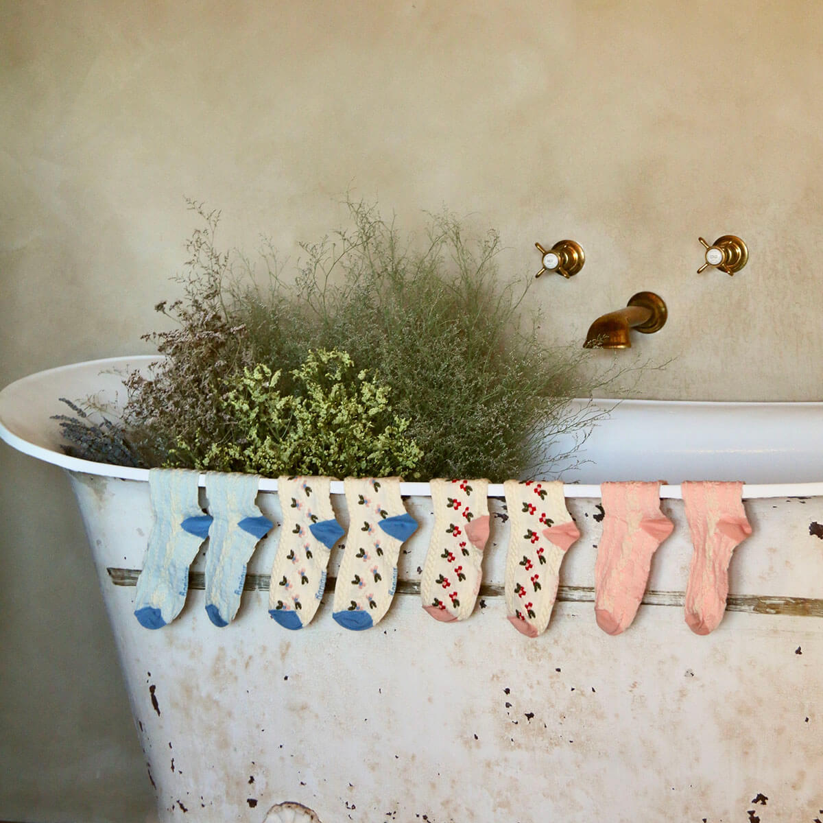 Farandole Flower Socks in Blue by Bonjour