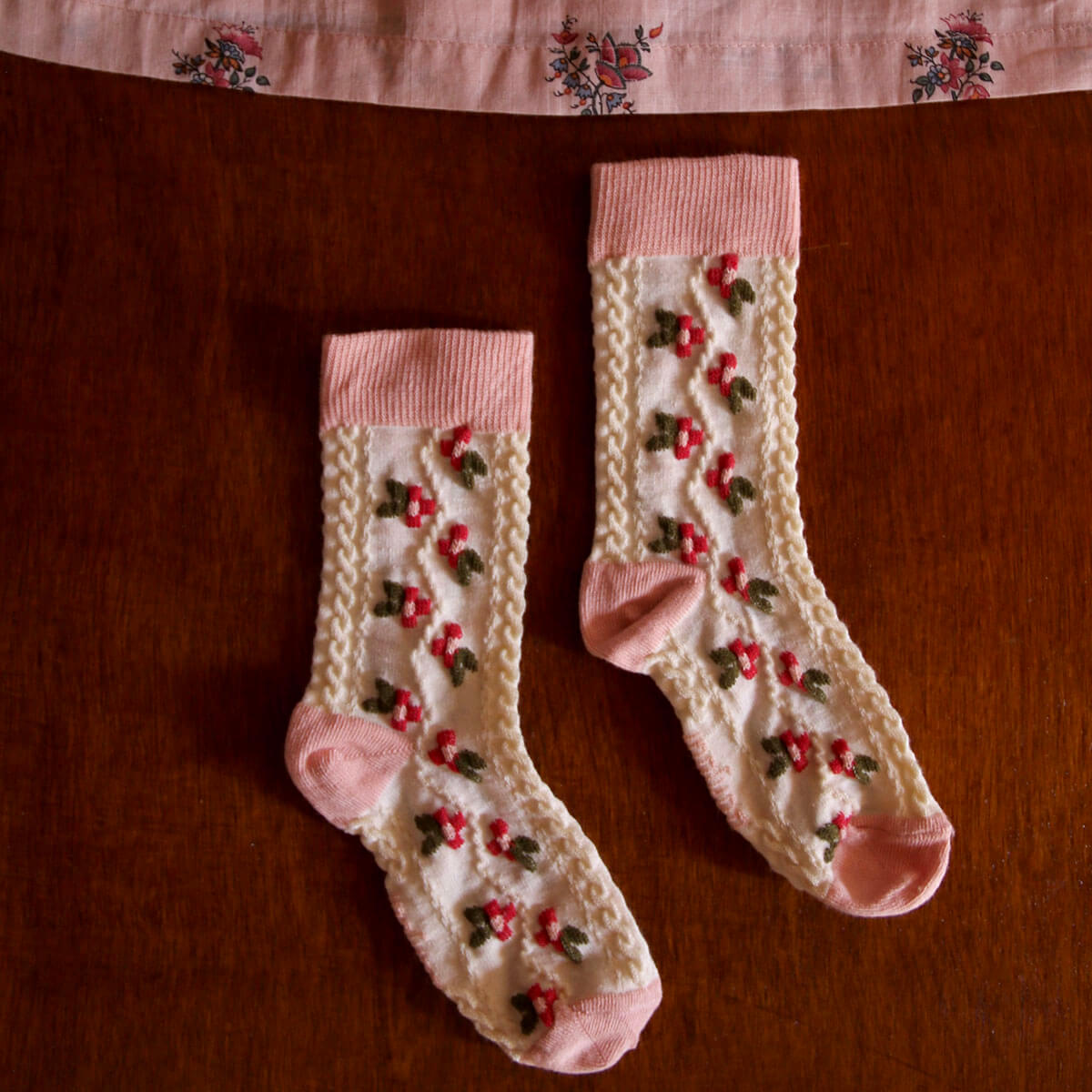 Farandole Flower Socks in Pink by Bonjour