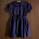 Handsmock Apron Dress in Navy Check by Bonjour
