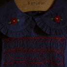 Handsmock Apron Dress in Navy Check by Bonjour