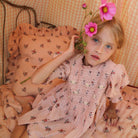Handsmock Blouse in Pink Garden Flowers Print by Bonjour