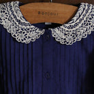 Long Blouse in Navy Check by Bonjour
