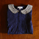 Long Blouse in Navy Check by Bonjour