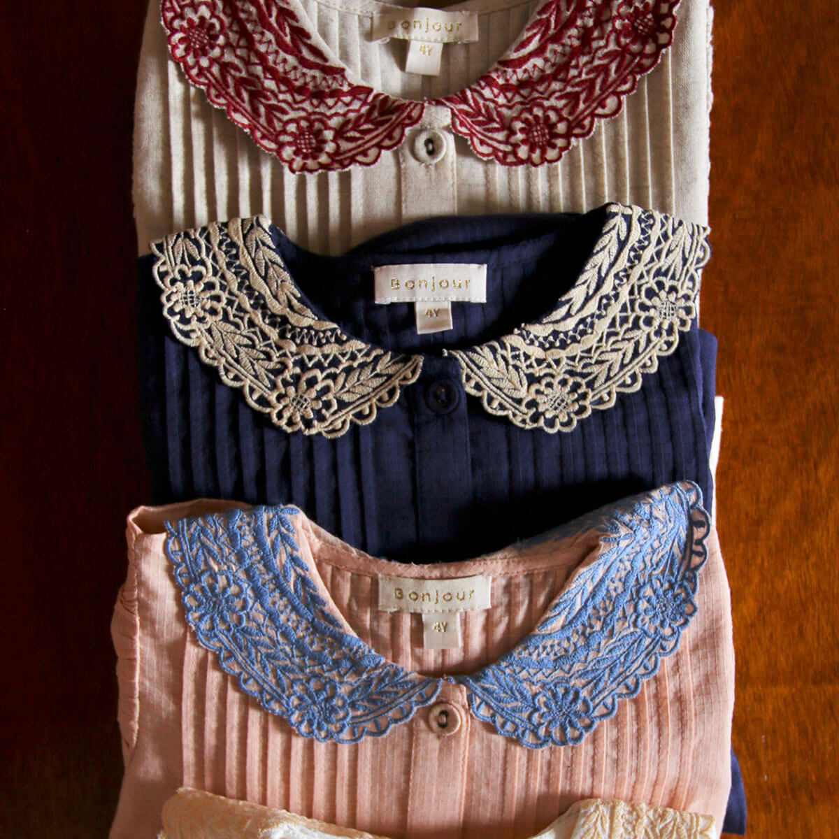 Long Blouse in Navy Check by Bonjour