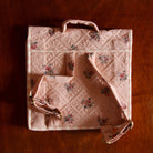 Quilted School Bag in Pink Garden Flowers Print Denim by Bonjour