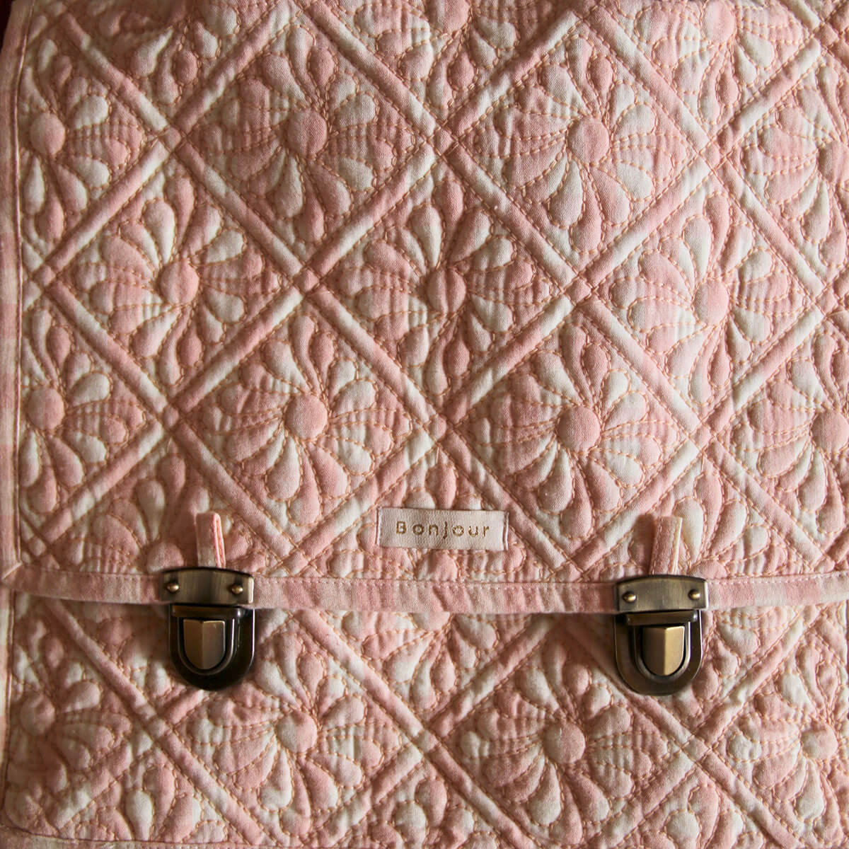 Quilted School Bag in Pink Vichy | Bonjour | Junior Edition