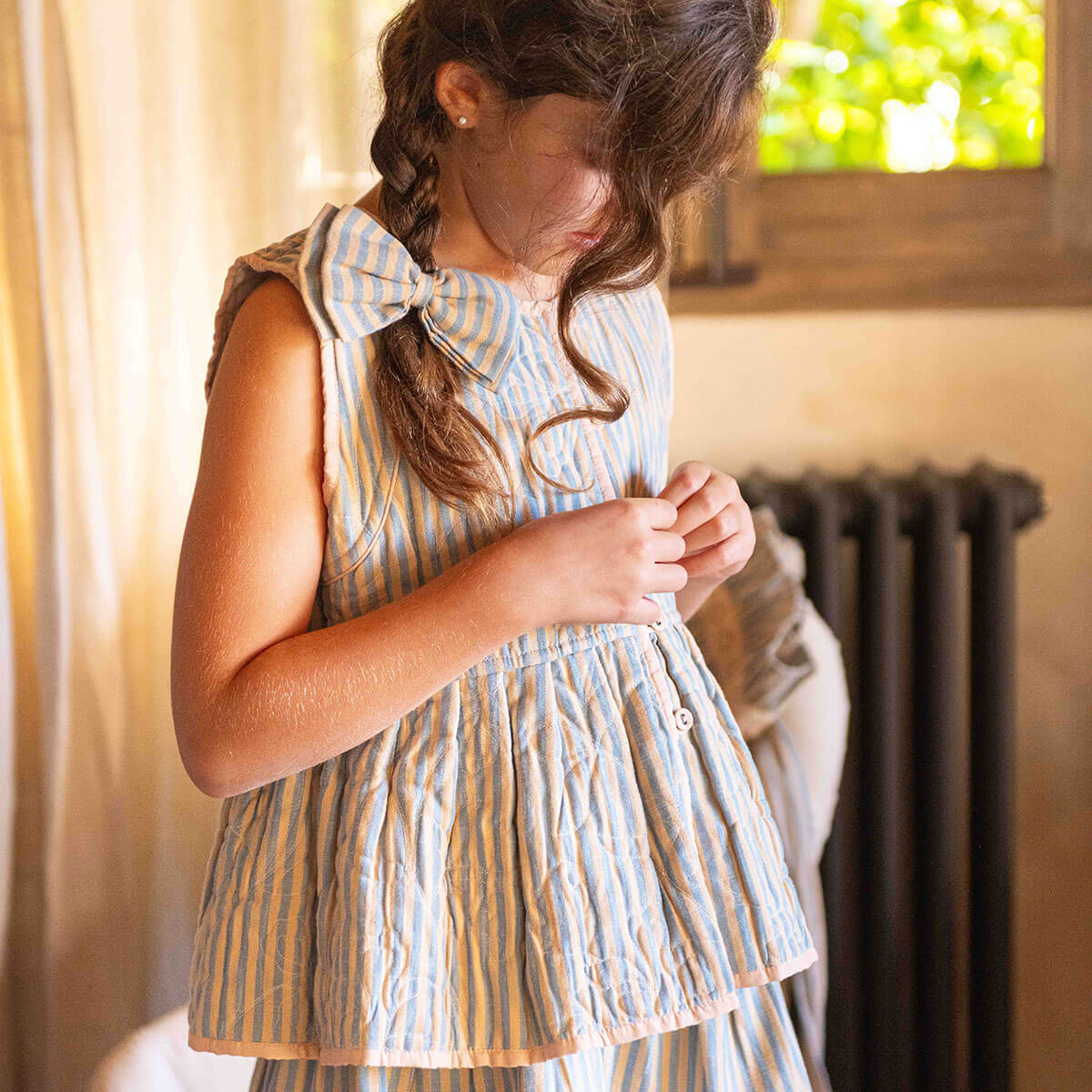 Reversible Quilted Vest in Garden Flowers Print by Bonjour