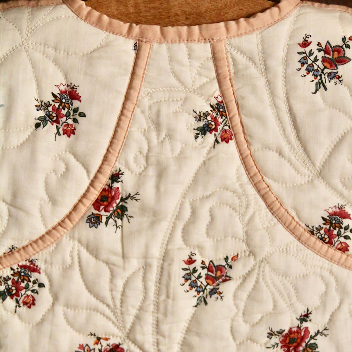 Reversible Quilted Vest in Garden Flowers Print by Bonjour