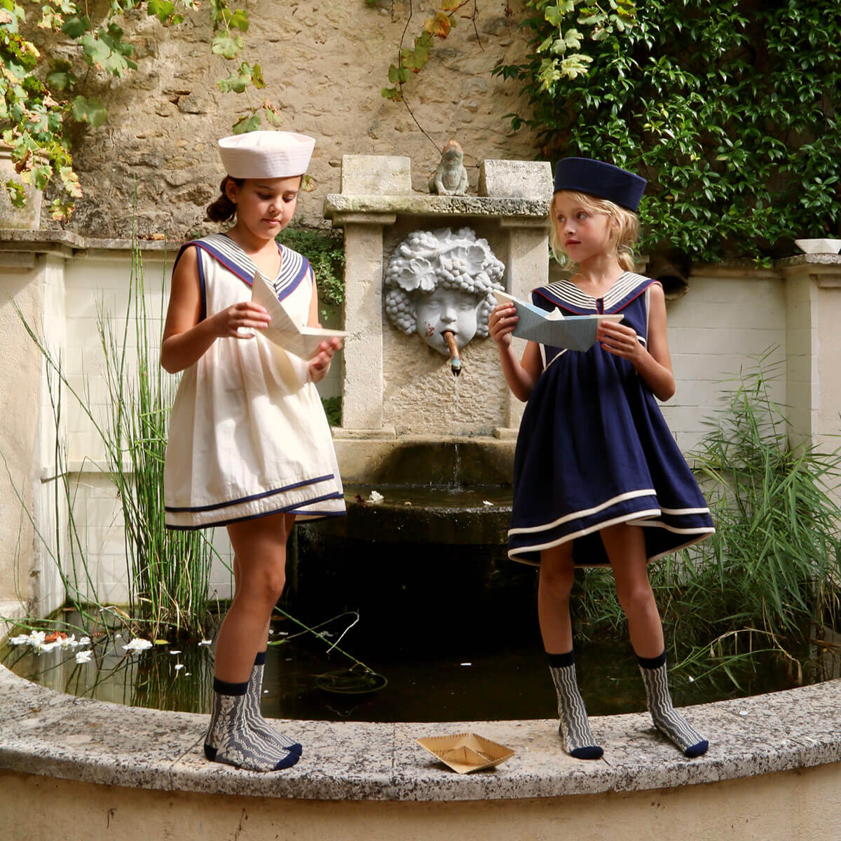 Sailor Dress in Ivory Denim by Bonjour – Junior Edition