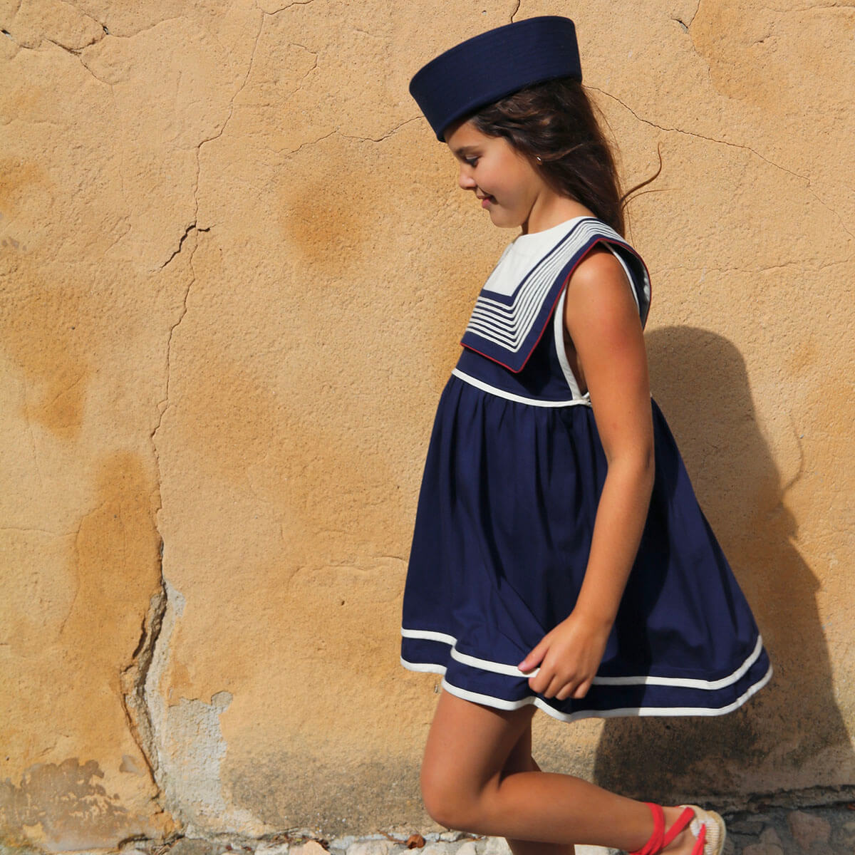 Sailor Dress in Navy Denim by Bonjour – Junior Edition