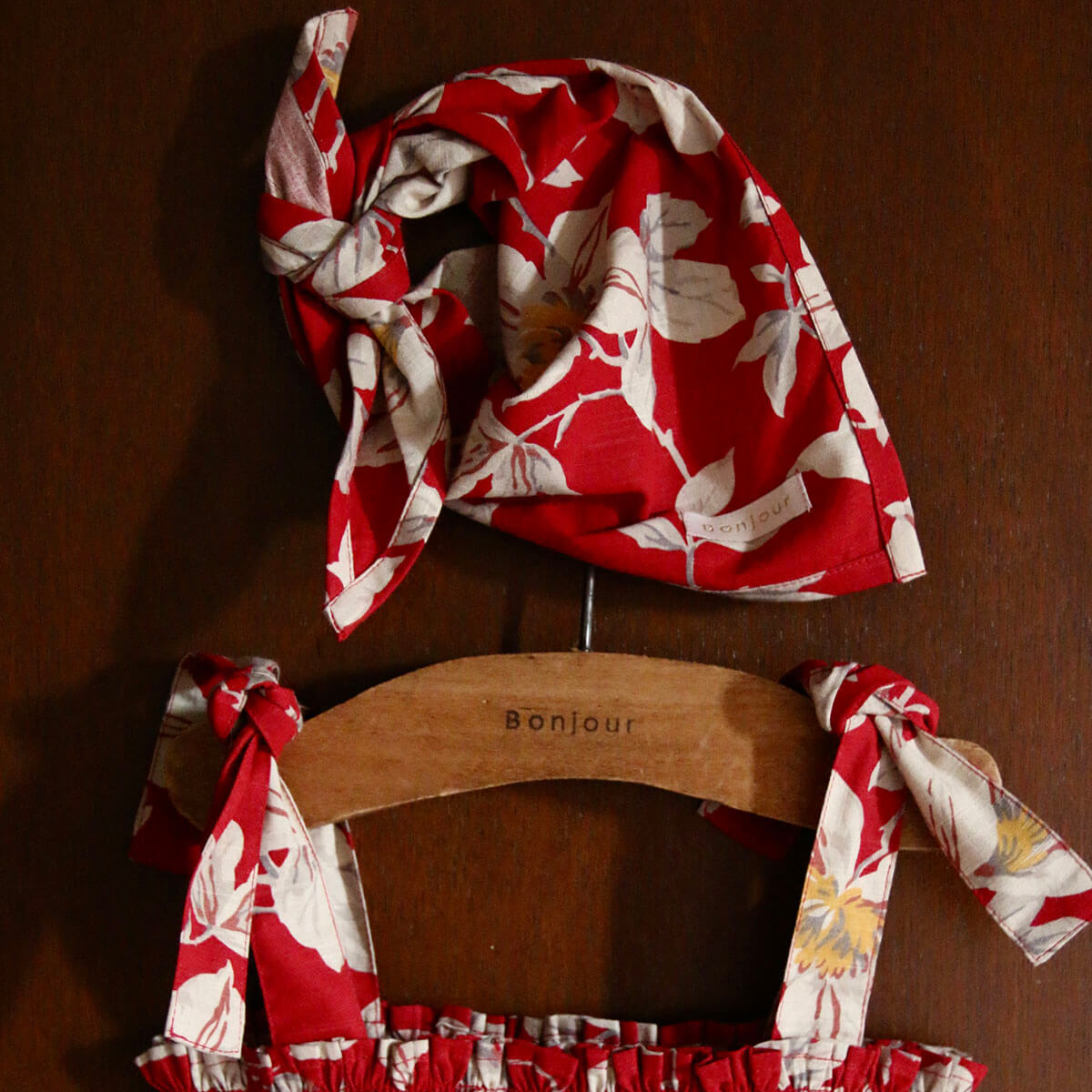 Skirt Dress With Triangle Scarf in Gaughin Print by Bonjour