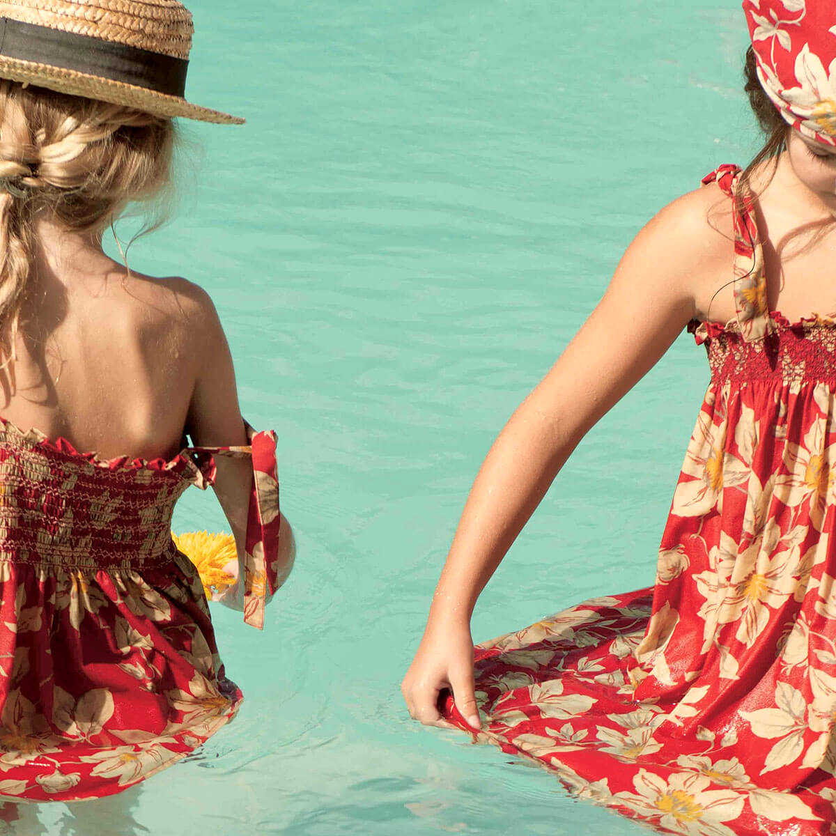 Skirt Dress With Triangle Scarf in Gaughin Print by Bonjour