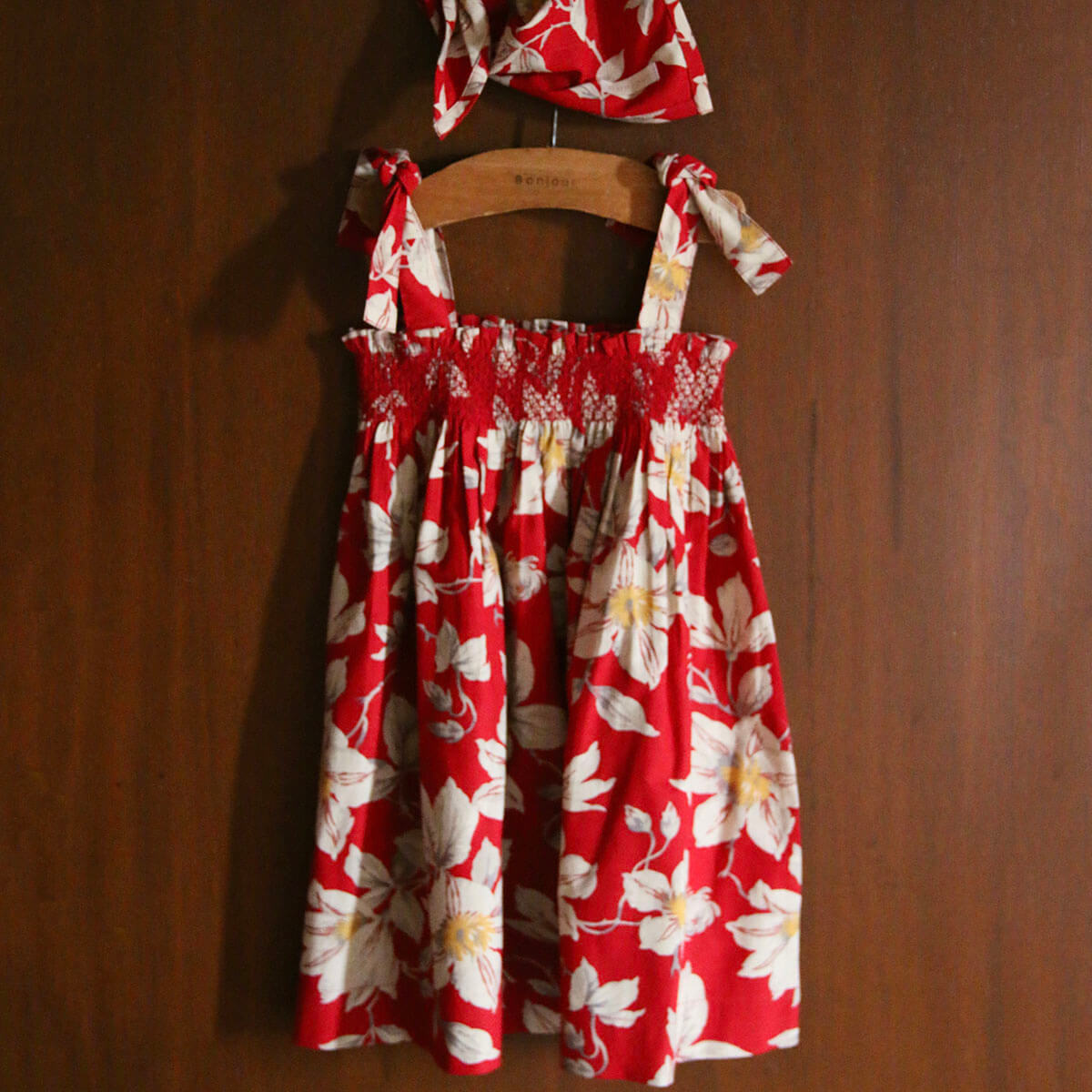 Skirt Dress With Triangle Scarf in Gaughin Print by Bonjour