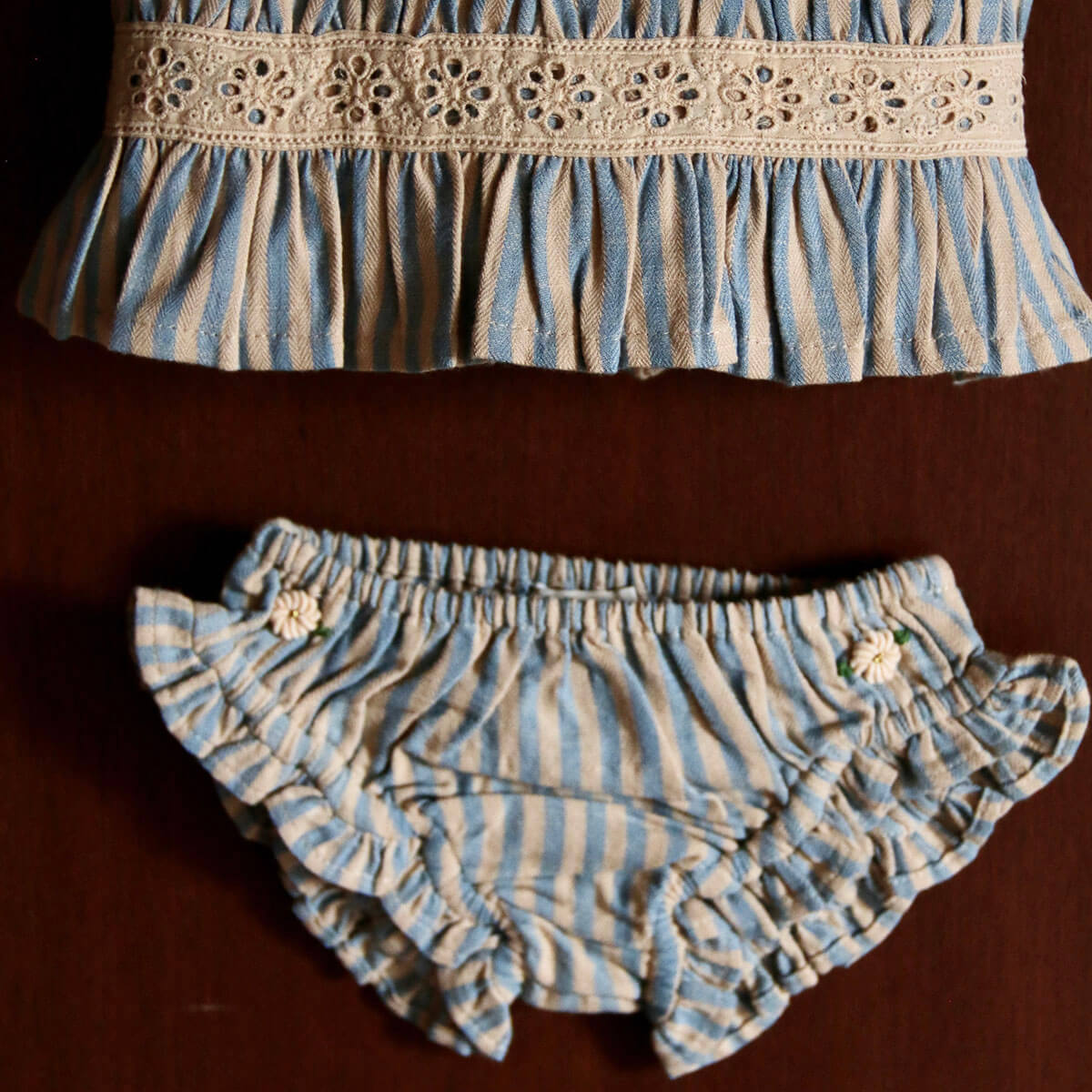 Top And Panty Set in Blue Transat Stripe by Bonjour