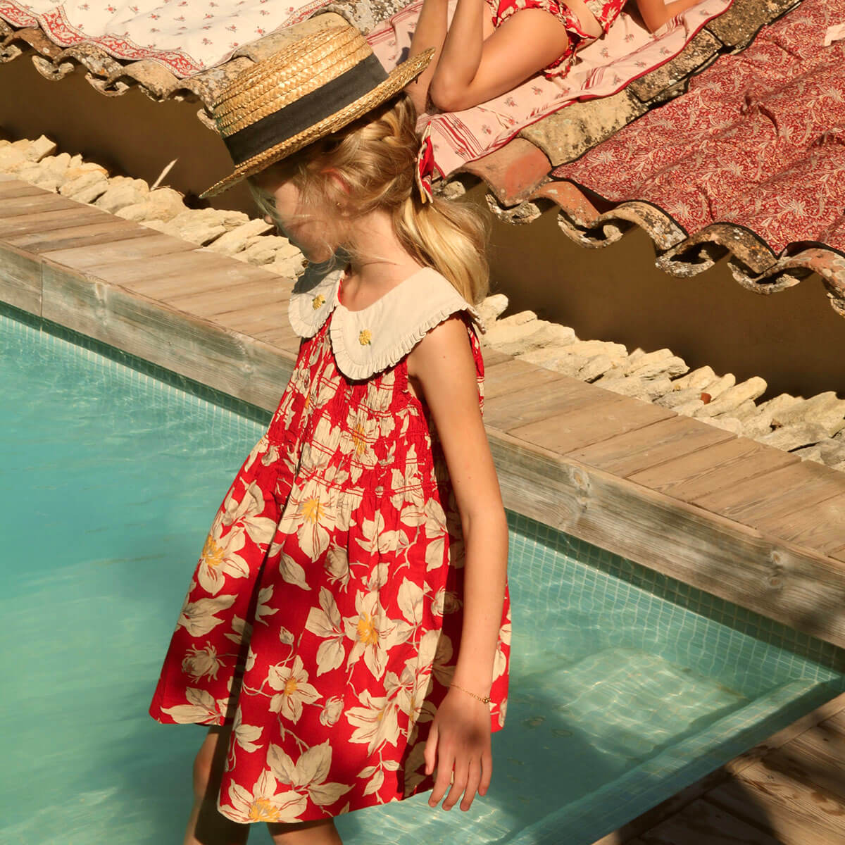 Tunique With Hair Clip in Gaughin Print by Bonjour