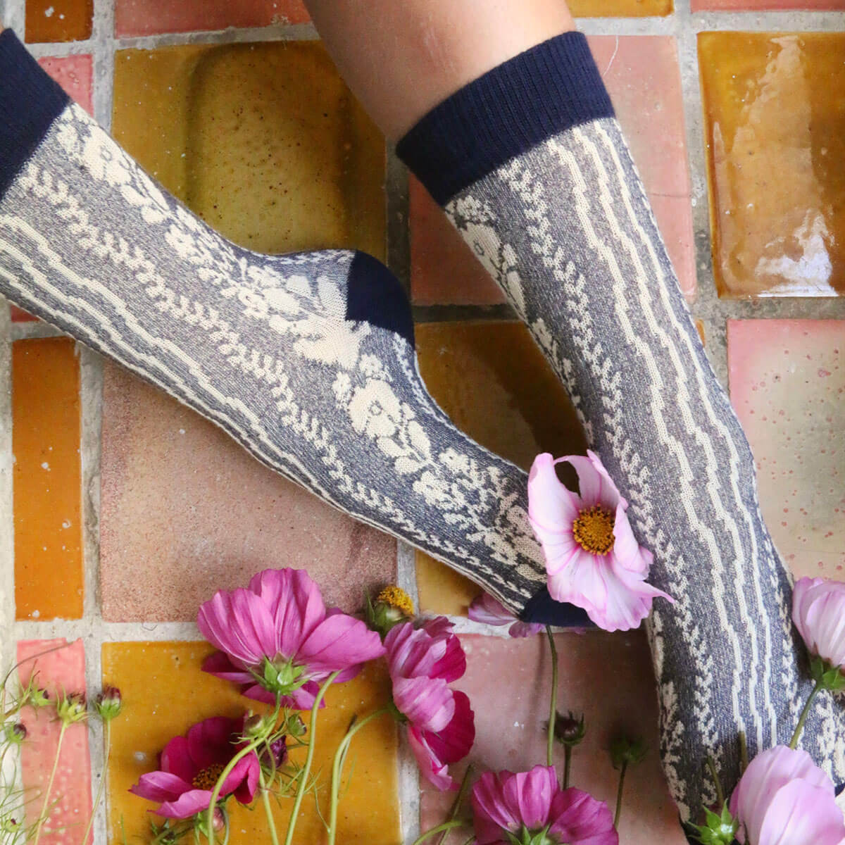 Twist Socks in Navy by Bonjour