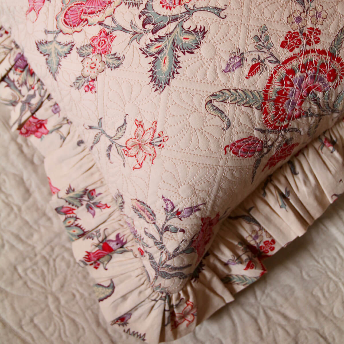 Quilted Pillow Case in Vence Floral by Bonjour