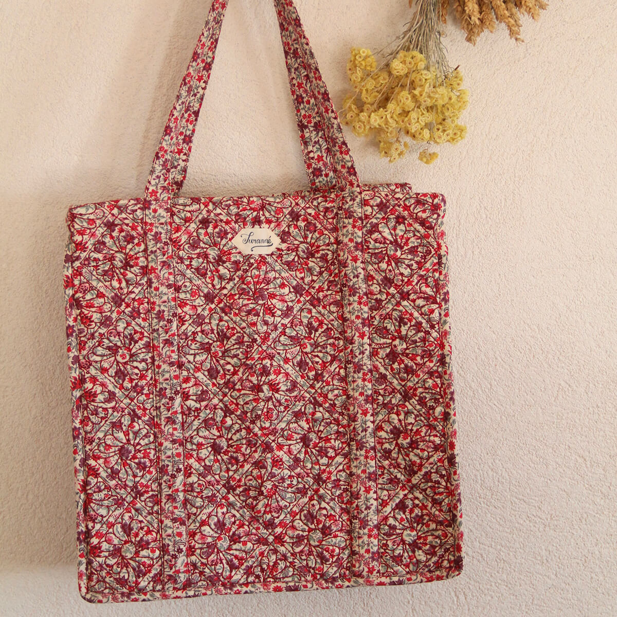 Small Quilted Market Bag in Flower Fields by Bonjour