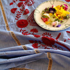 Embroidered Tablecloth in Blue Chambray by Bonjour