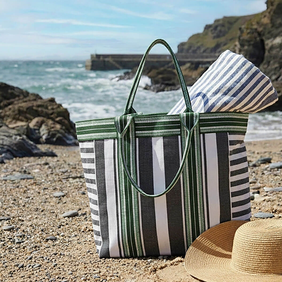 Eco Woven Shopper in Jet / Grass Green by British Colour Standard