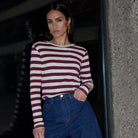 Basic Long Sleeve Big Stripe Top in Burgundy Crush by By-Bar