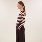 Basic Long Sleeve Big Stripe Top in Burgundy Crush by By-Bar