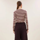 Basic Long Sleeve Big Stripe Top in Burgundy Crush by By-Bar