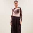 Basic Long Sleeve Big Stripe Top in Burgundy Crush by By-Bar