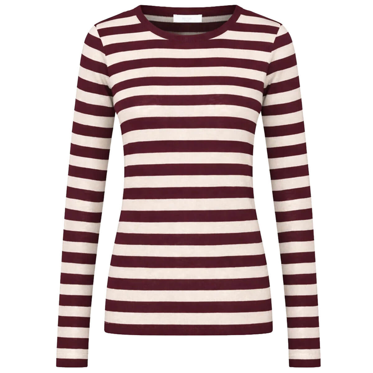 Basic Long Sleeve Big Stripe Top in Burgundy Crush by By-Bar