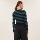 Basic Long Sleeve Big Stripe Top in Deep Green by By-Bar