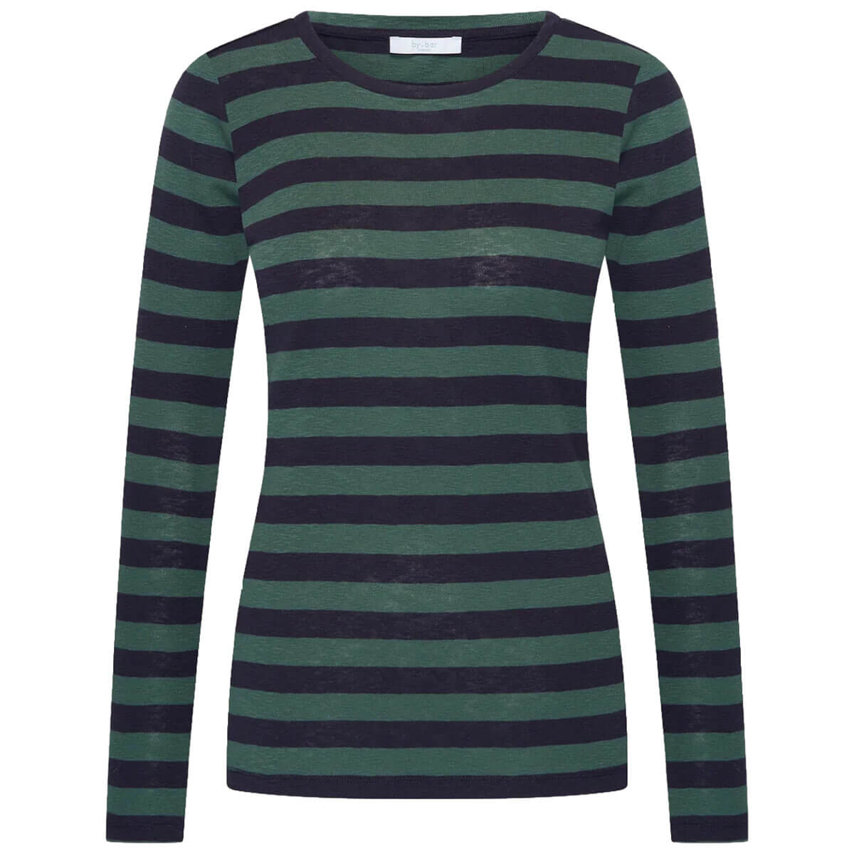 Basic Long Sleeve Big Stripe Top in Deep Green by By-Bar