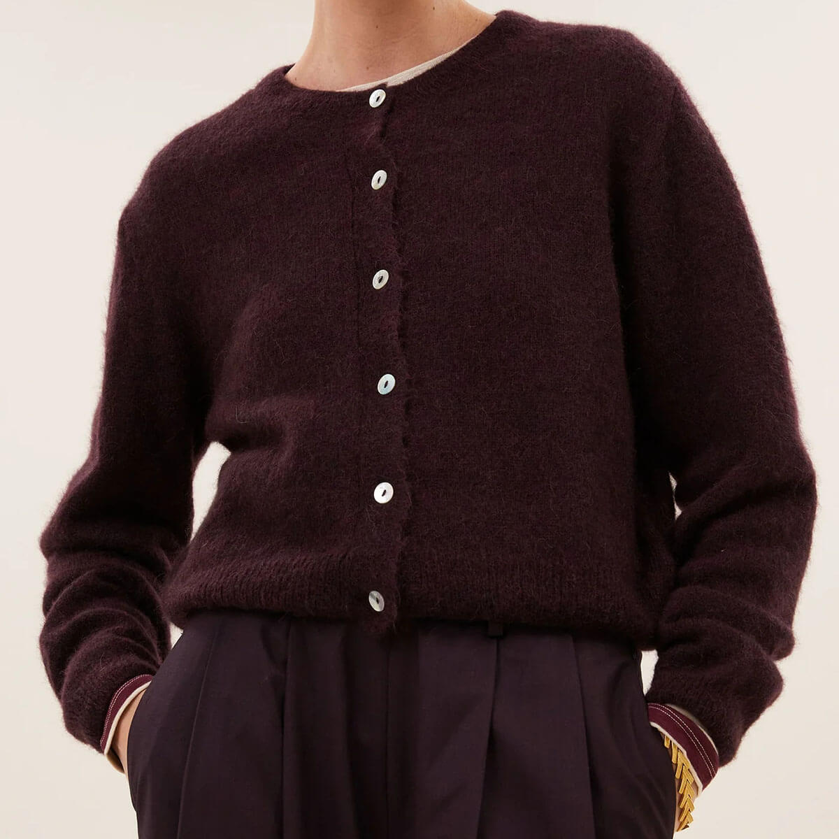 Cleo Cardigan in Deep Wine by By-Bar