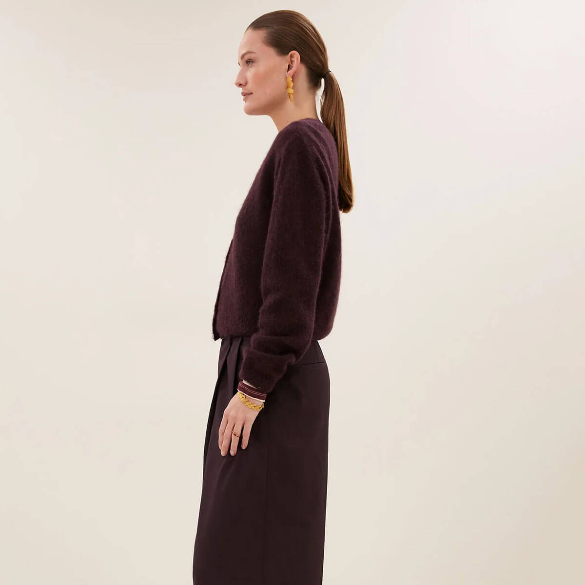 Cleo Cardigan in Deep Wine by By-Bar