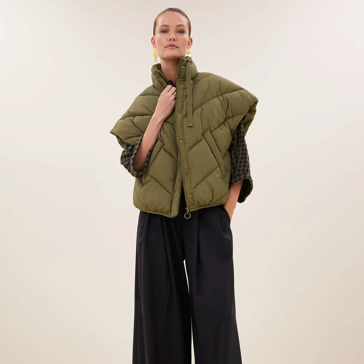 Franky Sleeveless Jacket in Olive by By-Bar